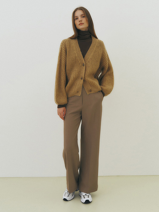 Mohair volume knit cardigan (camel)