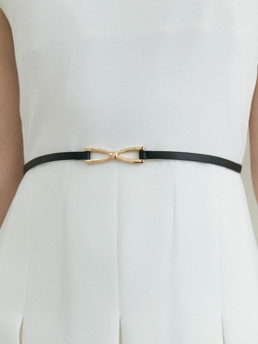 DRO RIBBON GOLD BUCKLE LOGO BELT BLACK