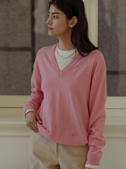 Merino wool knit top_Pink