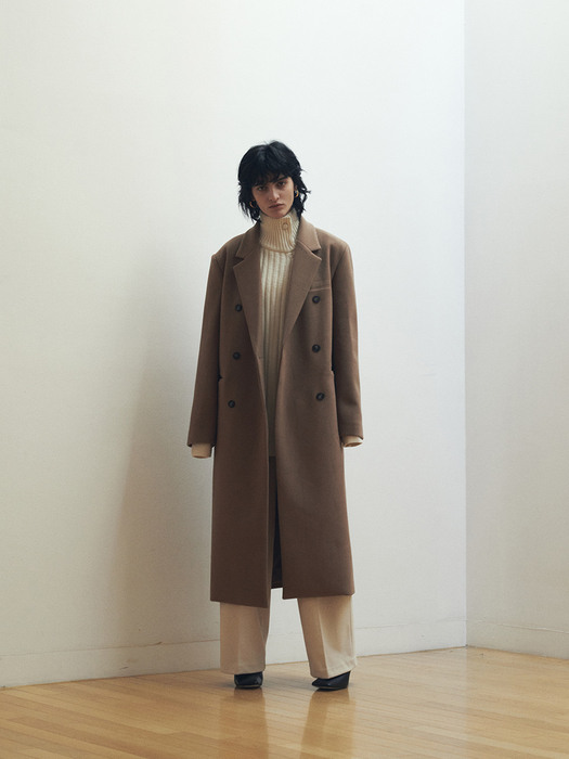 Classic Wool Double Breasted Coat (Begie)