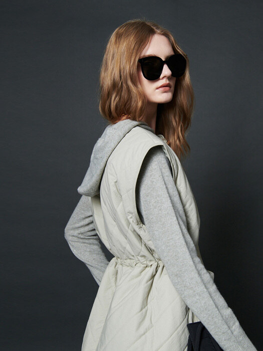 masha Long Vest_cream khaki