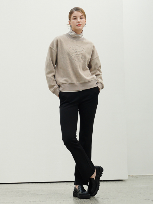 (기모) Bending Semi Bootcut Pants _Black