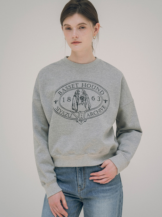 SITP5072 basset hound sweat shirt_Melange gray