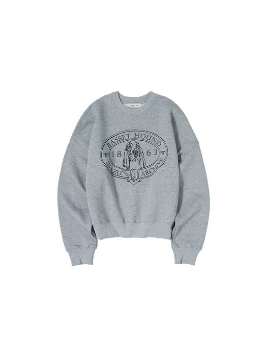 SITP5072 basset hound sweat shirt_Melange gray