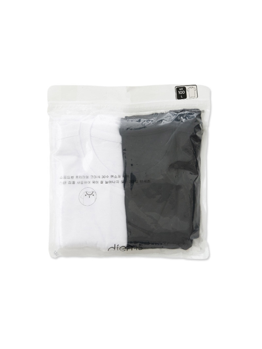 [DIEMS by STCO] 라운드 티셔츠 2장 묶음PACK (화이트+블랙) (블랙)