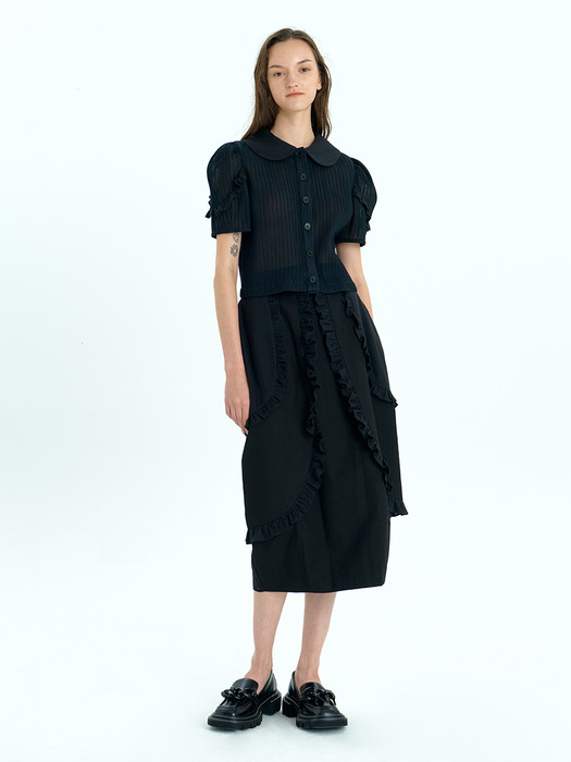 Double Layered Frill Skirt_Black