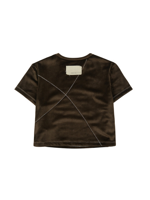 VELOUR STITCH CROP TOP IN BROWN