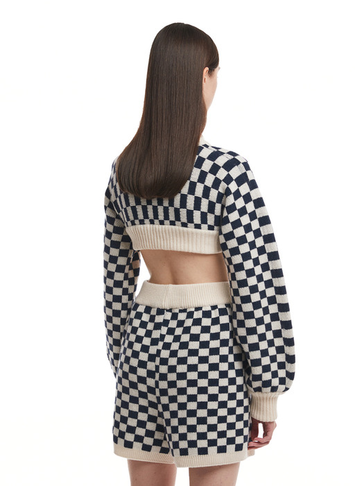 Checked Knit Sweater_WHITE/BLACK