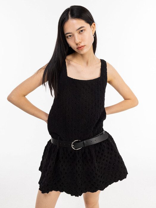 LOWRISE SLEEVELESS MINI DRESS_BLACK