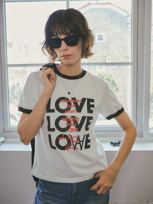 A3442 LOVE ringer T-shirt_White/Black