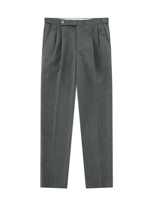 23SS Wool soft two tuck adjust pants (Gray)