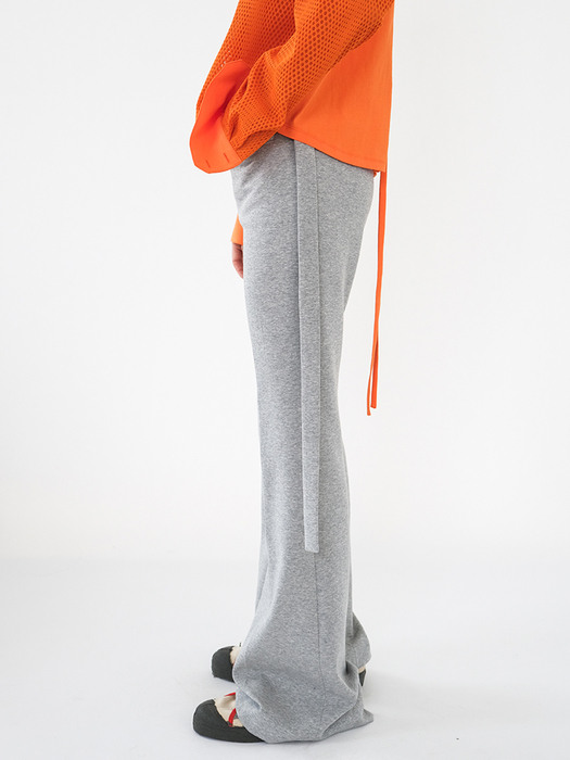 Stretch tie pants in melange