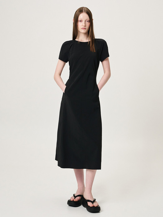 Raglan Slit Detail Dress, Black