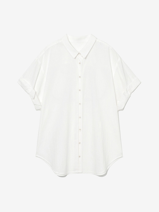 COTTON SLEEVE ROLL-UP SHIRT_WHITE