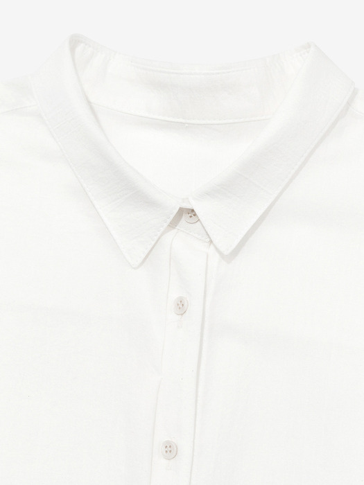 COTTON SLEEVE ROLL-UP SHIRT_WHITE