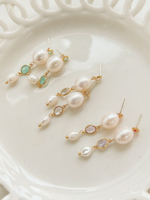 펄 & 크리스탈 Pearl & Crystal Earrings (3 colors)