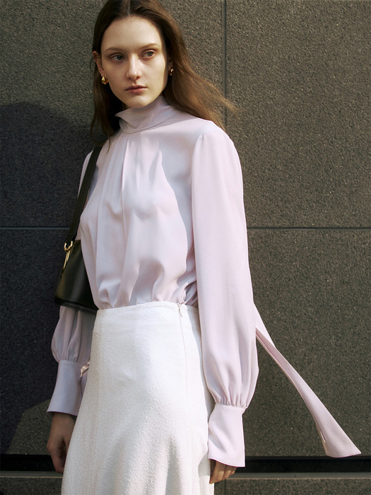 [Drama Signature] High-neck Tie Silky Blouse_2color