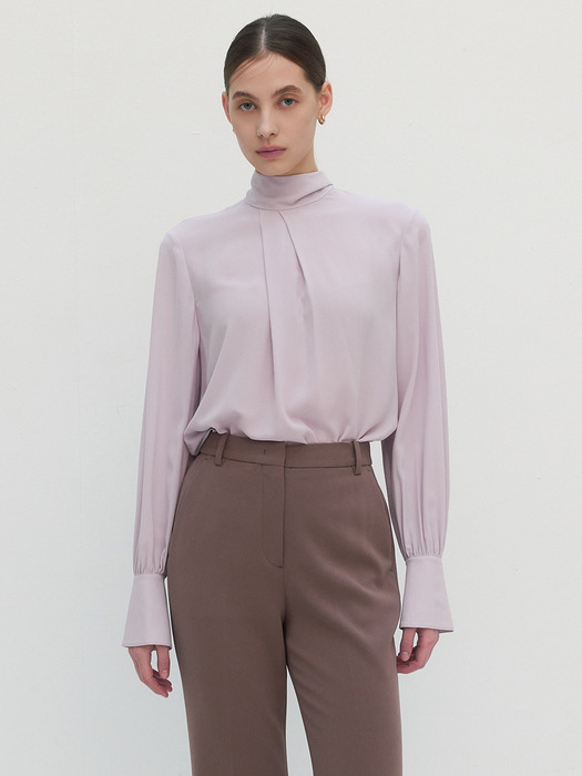 [Drama Signature] High-neck Tie Silky Blouse_5color