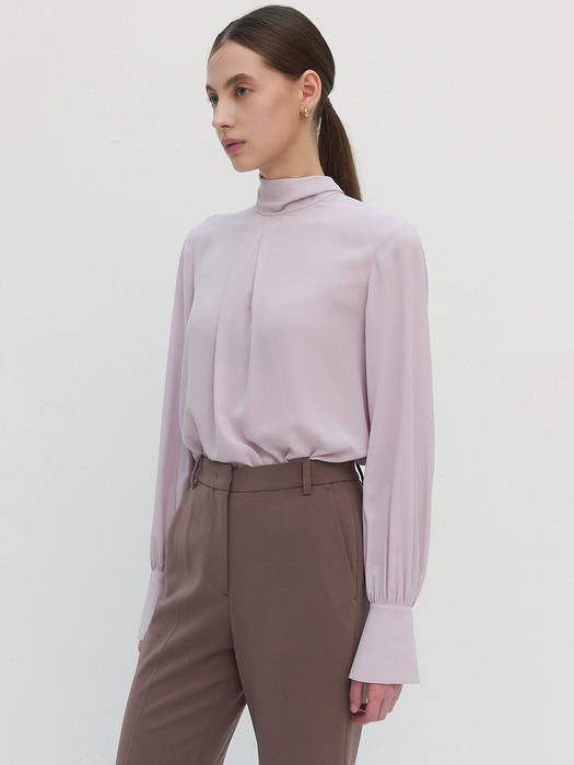 [Drama Signature] High-neck Tie Silky Blouse_5color
