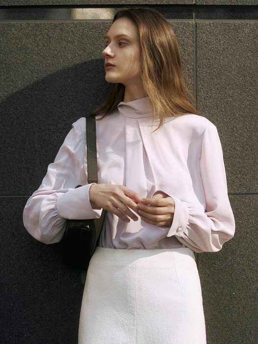 [Drama Signature] High-neck Tie Silky Blouse_2color