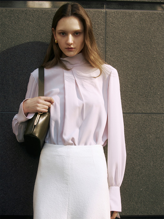 [Drama Signature] High-neck Tie Silky Blouse_2color