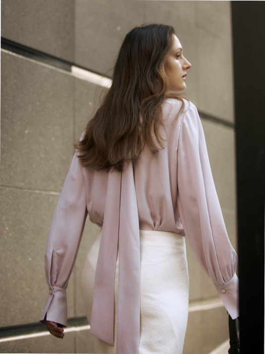 [Drama Signature] High-neck Tie Silky Blouse_2color