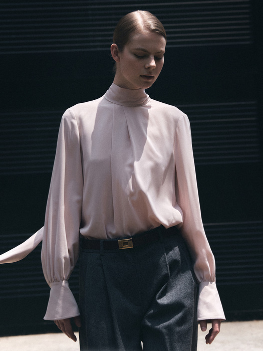 [Drama Signature] High-neck Tie Silky Blouse_2color