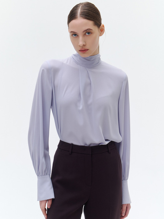 [Drama Signature] High-neck Tie Silky Blouse_5color