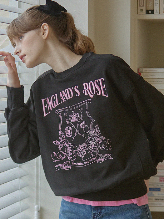 Rose Emblem embroidery Sweatshirt - Black