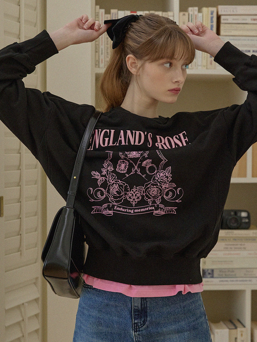 Rose Emblem embroidery Sweatshirt - Black