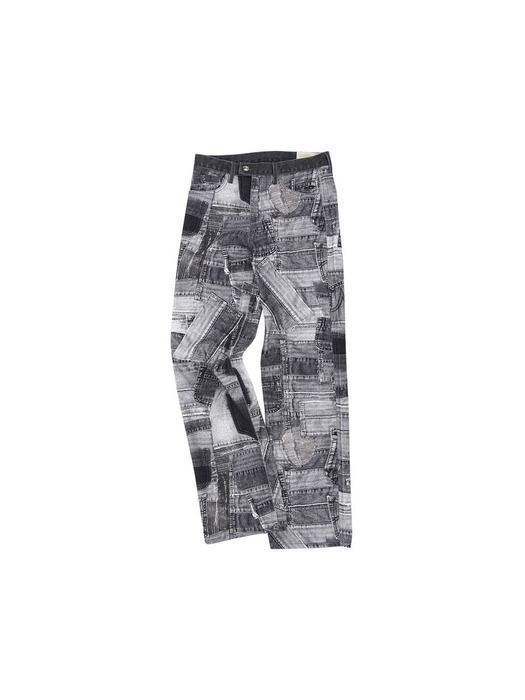 BRNO PATCHWORK PRINTED WIDE JEANS apa683m(BLACK)