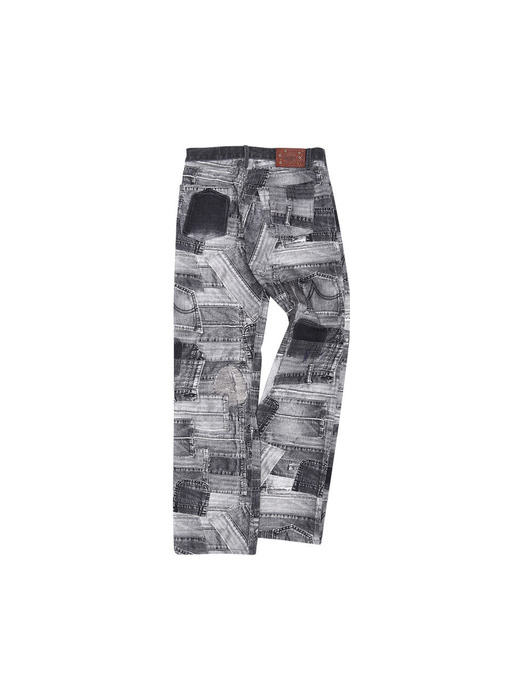 BRNO PATCHWORK PRINTED WIDE JEANS apa683m(BLACK)