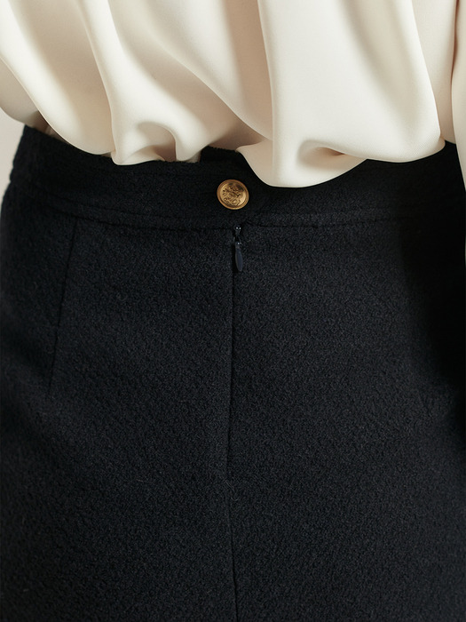 Gold Classic Tweed Skirt_Navy