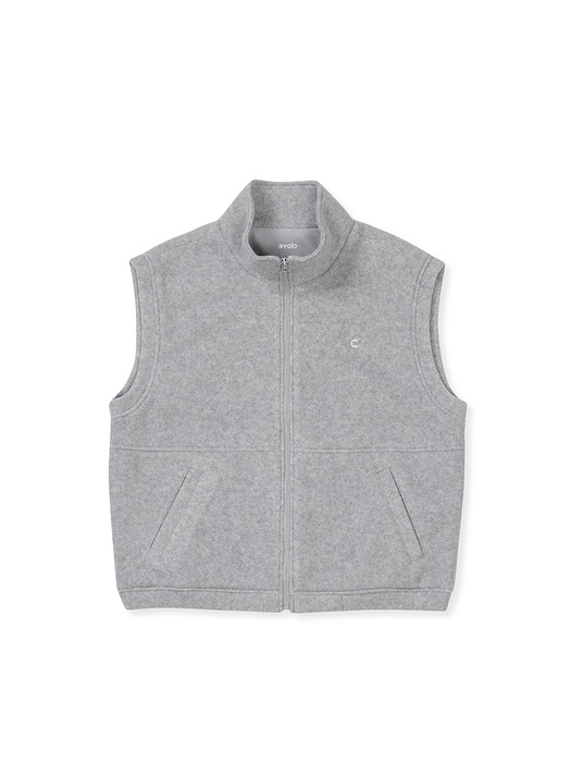 [23FW clove] Fleece Zip-up Vest (Melange Grey)