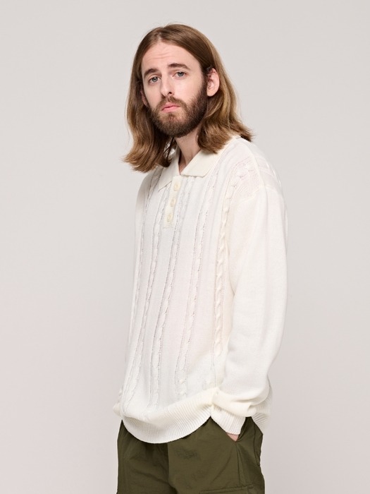 CB CABLE COLLAR KNIT (IVORY)