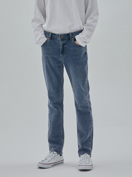 DENIM SLIM STRAIGHT PANTS INDIGO