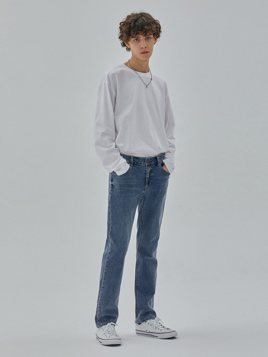 DENIM SLIM STRAIGHT PANTS INDIGO