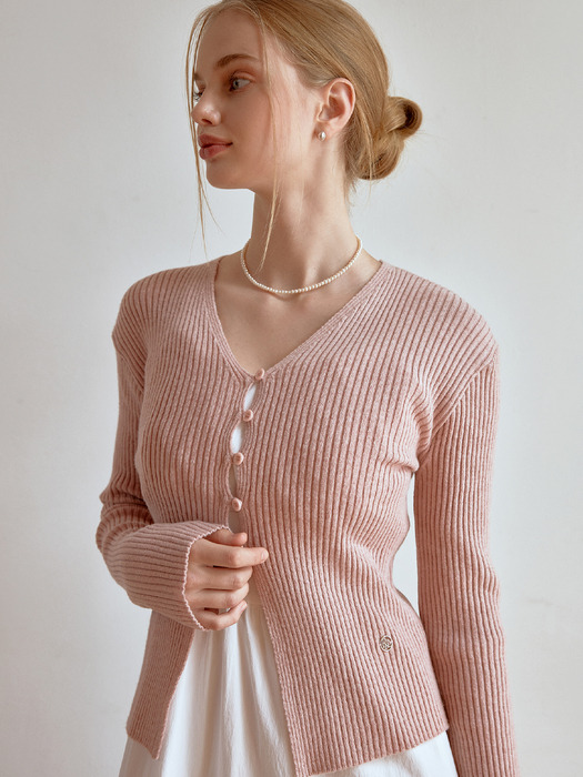 [단독] Wool 5 button cardigan (pink)