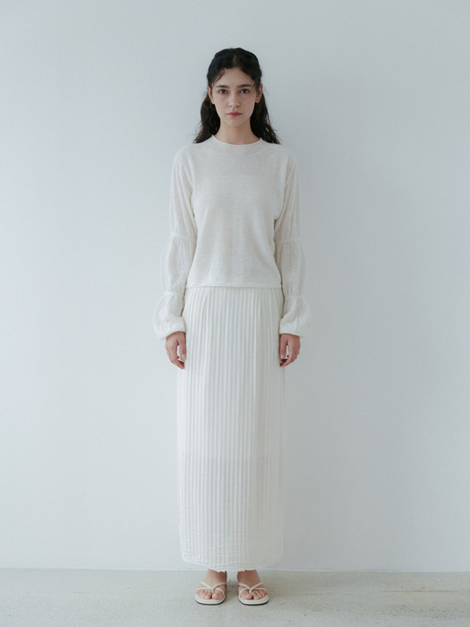 Volume puff round knit (Ivory)