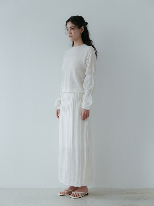 Volume puff round knit (Ivory)