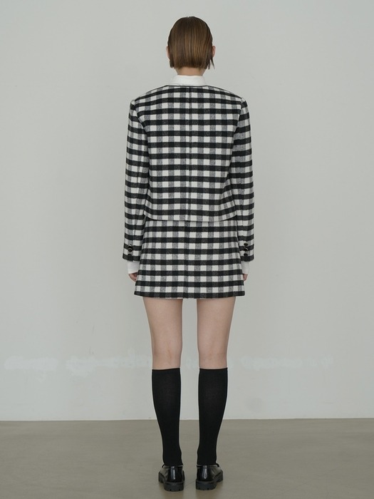 JUVID CHECKERED WOOL SET-UP SKIRT (SK-4867)