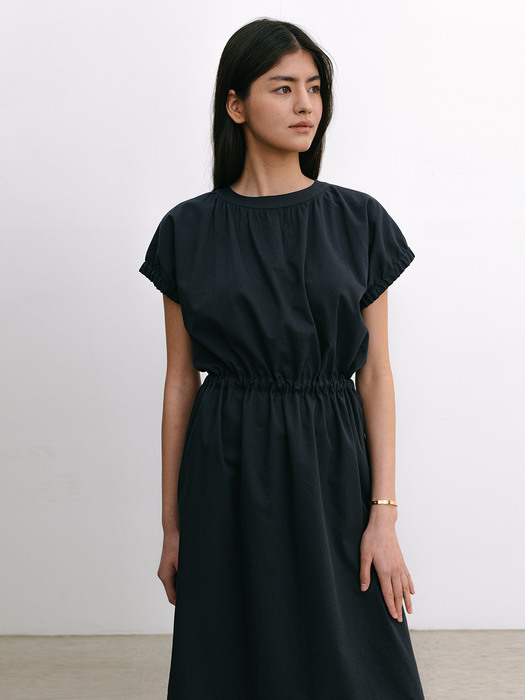 Dolma sleeve Long dress - Navy