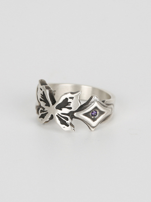 Single butterfly ring (purple)(925 silver)