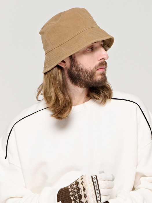 CB WASHED DEEP BUCKET HAT (BEIGE)