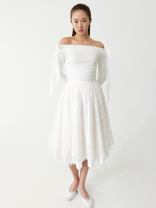 FLOWER LACE MIDI SKIRT_TT4S504IV