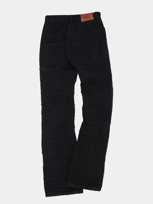 NEW PATCHWORK WIDE-LEG JEANS apa727m(BLACK)