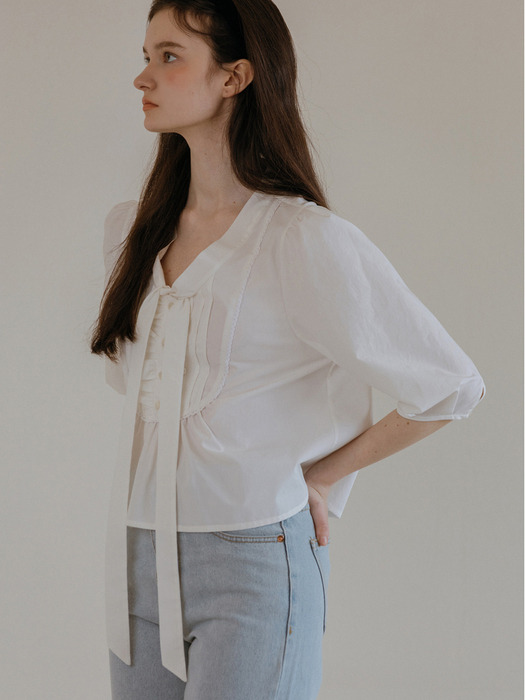 TIE PUFF BLOUSE (IVORY)