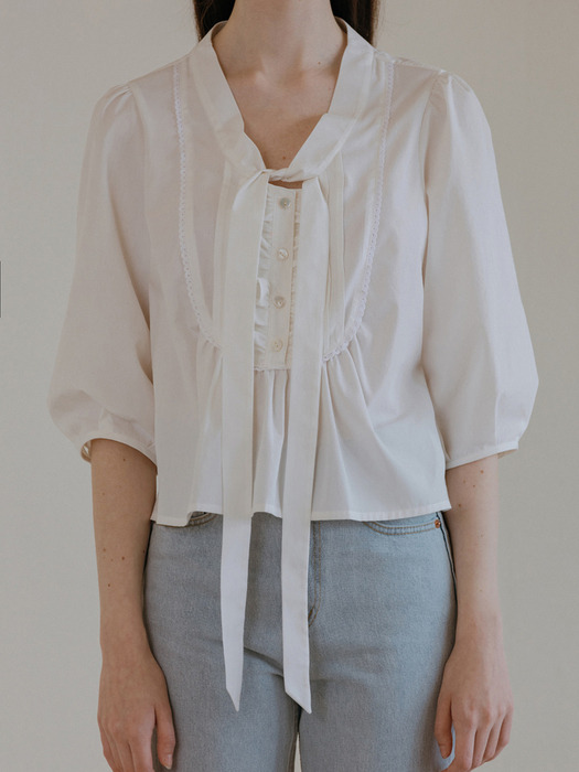TIE PUFF BLOUSE (IVORY)