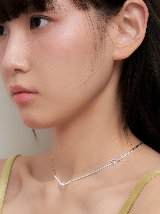 [silver925] ribbon plat chain necklace
