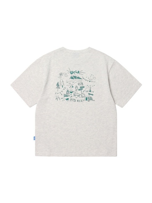 남녀공용 캠핑 드로잉 반소매 티셔츠[Oatmeal](UA5ST81_24)
